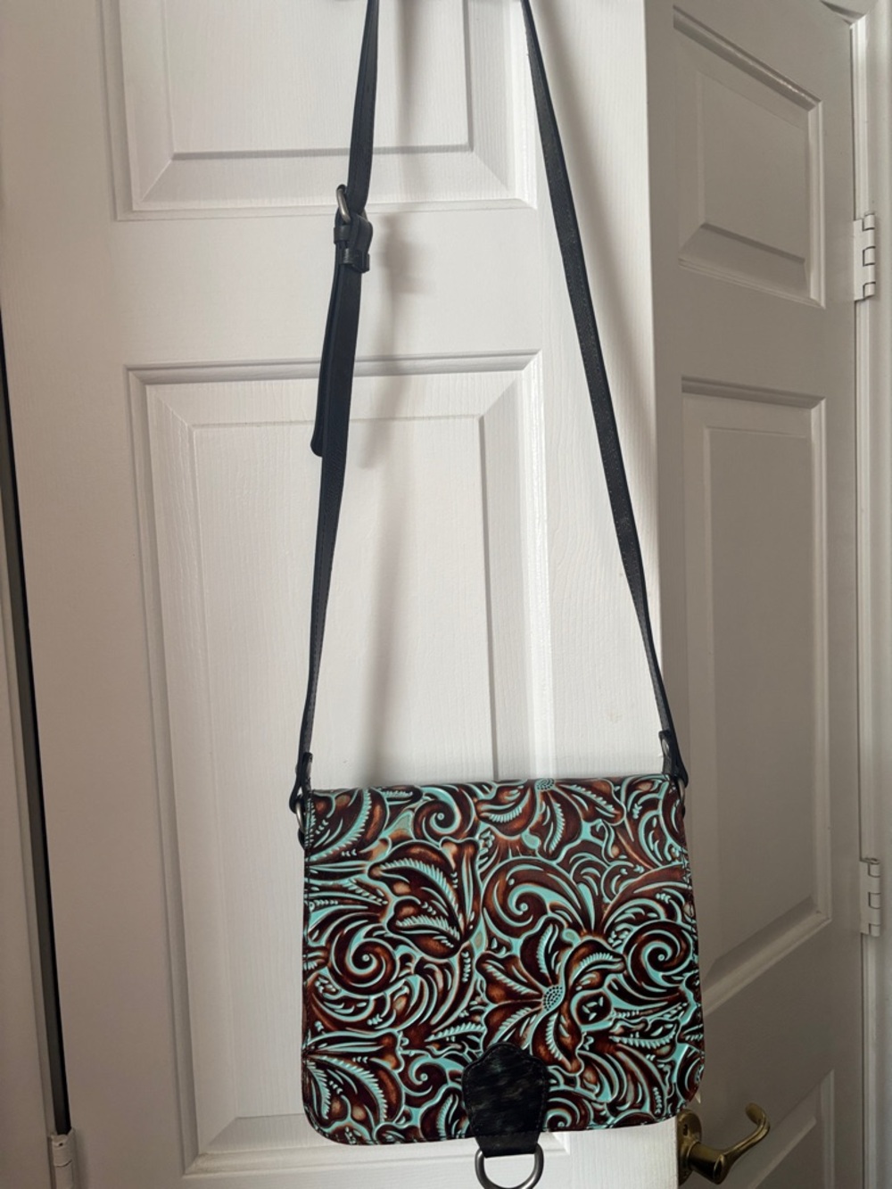 Patricia Nash tooled Turquoise crossbody bag